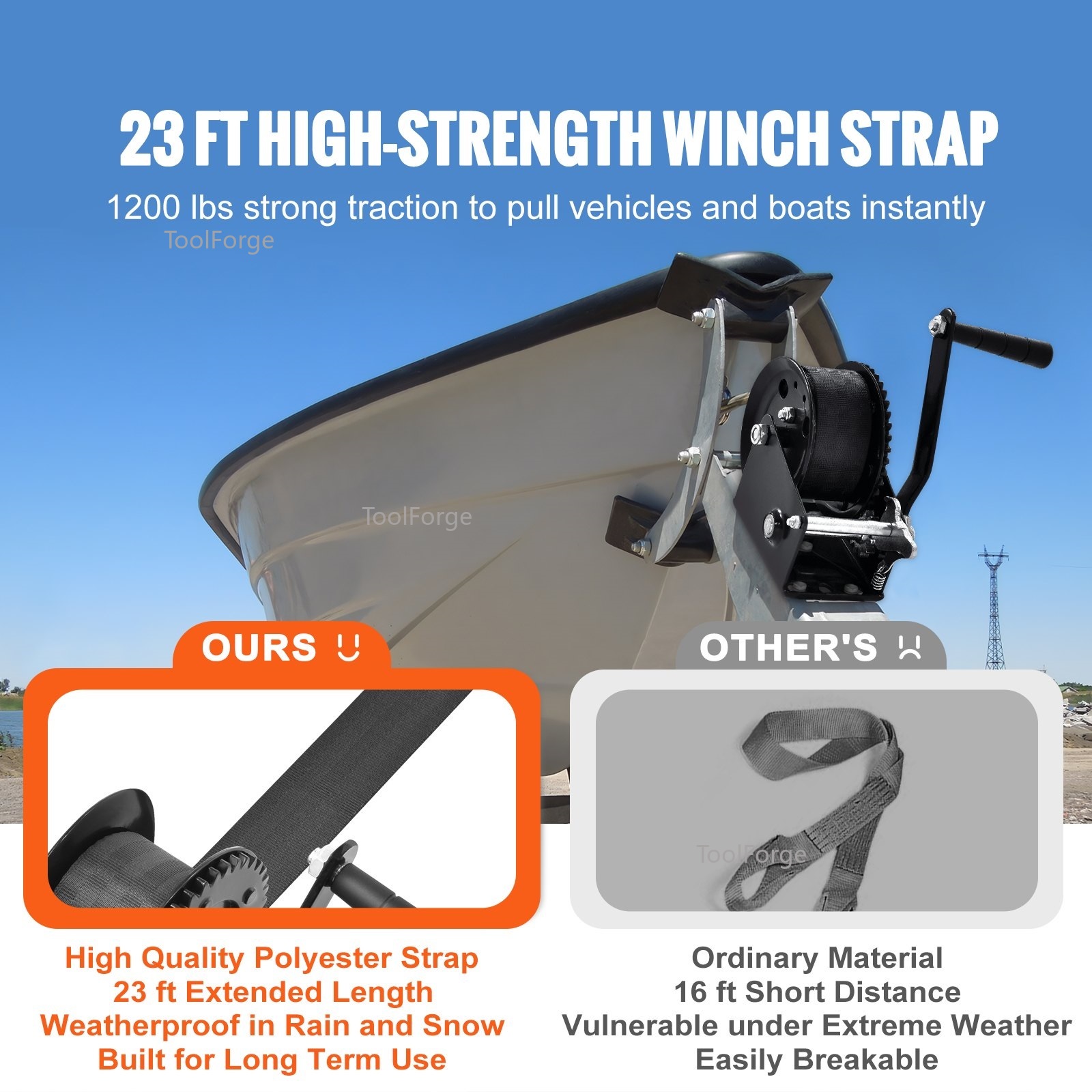 Hand Winch 2500 lbs Pulling Ca - огляд і ціна Boat Trailer Winch Strap