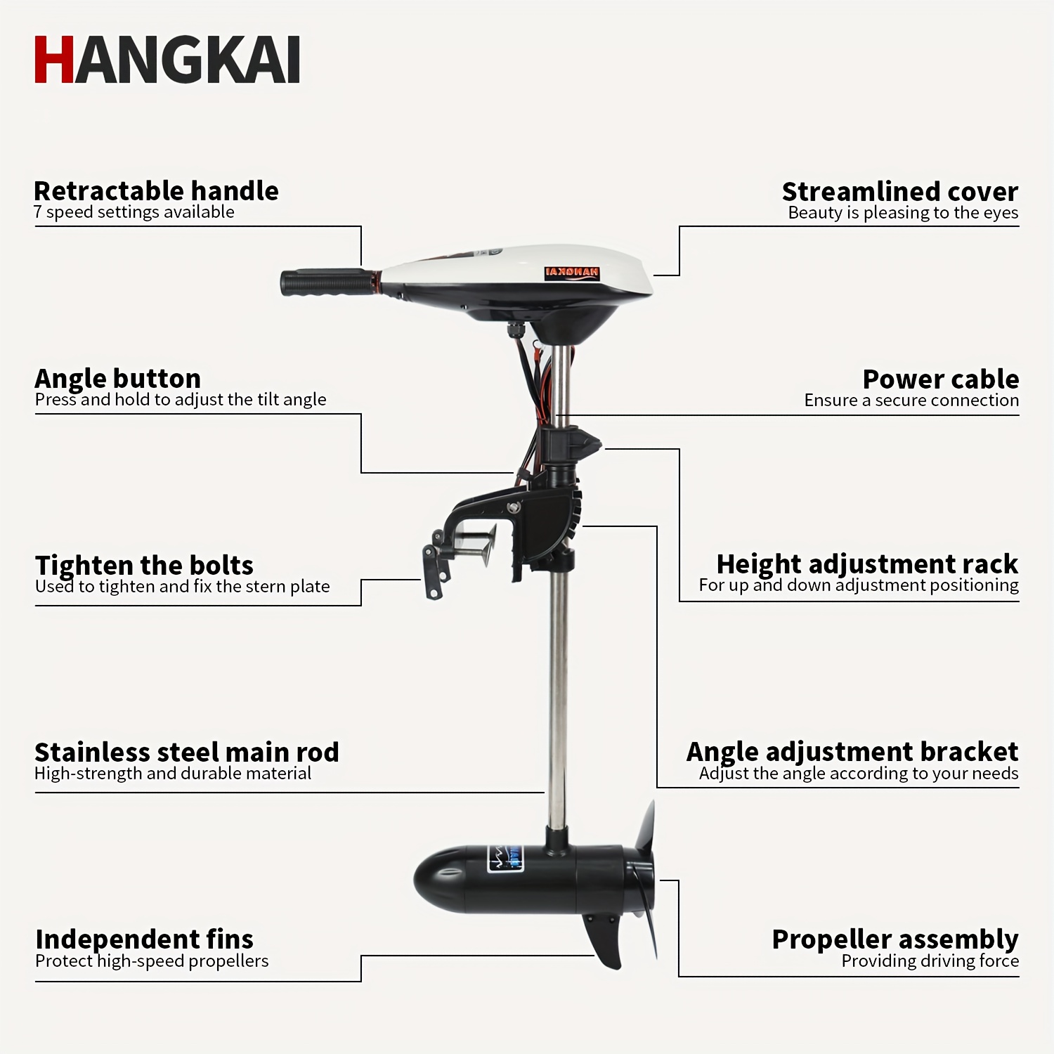 KOETSU HANGKAI 55/65 LBS Thrus - огляд і ціна Electric Outboard Motor 3Hp