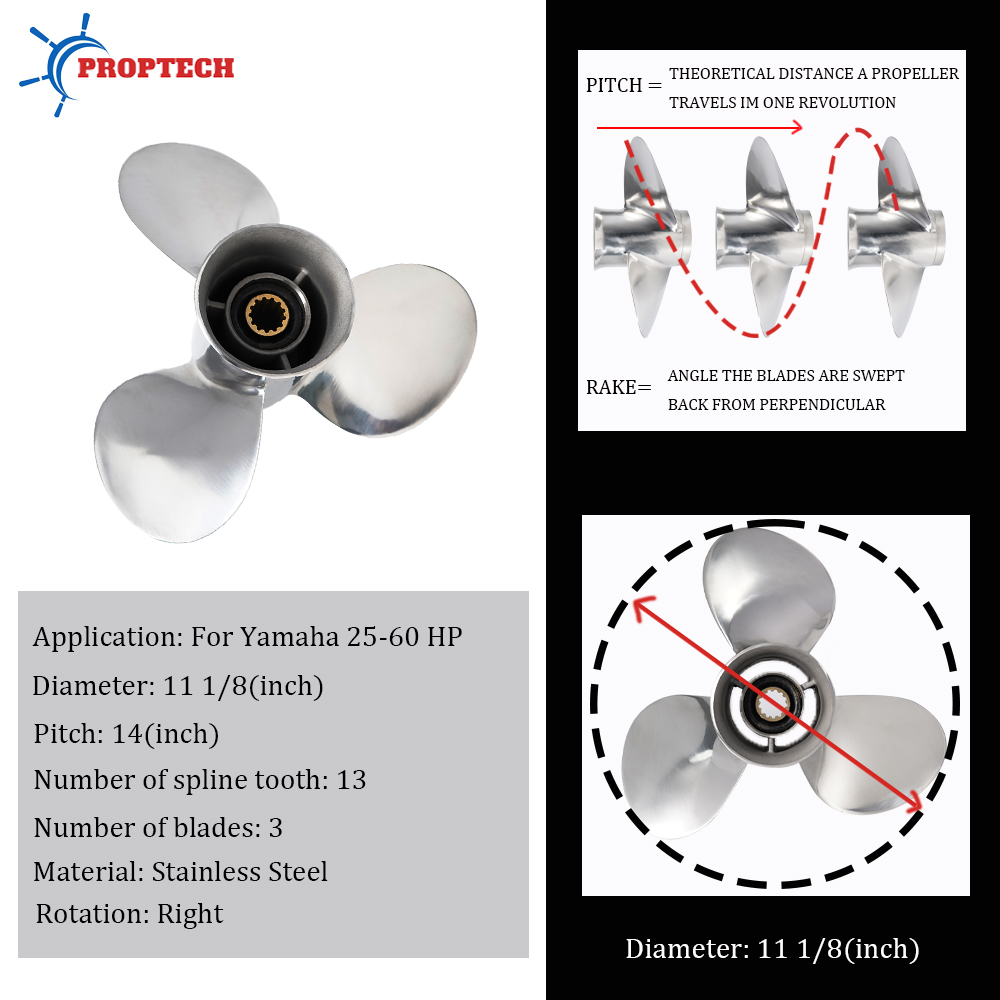 Boat Propeller 11 1/8x14 For Y - огляд і ціна Outboard Motor Propeller Stainless