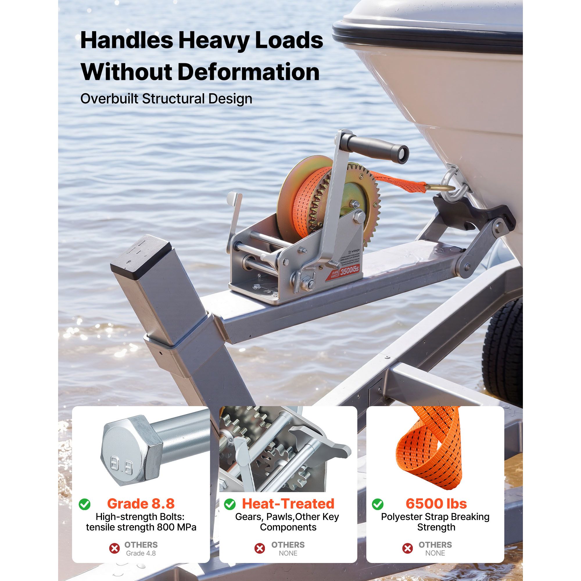 Boat Winch, 3500 lbs Hand Winc - огляд і ціна Boat Trailer Winch Strap